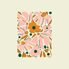 Floral card. Vector botanical print, illustration, design with flowers
