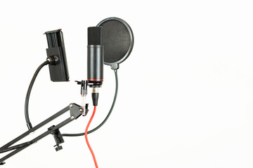 Microphone in modern recording studio