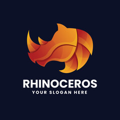 Vector Rhinoceros Gradient Animal Logo