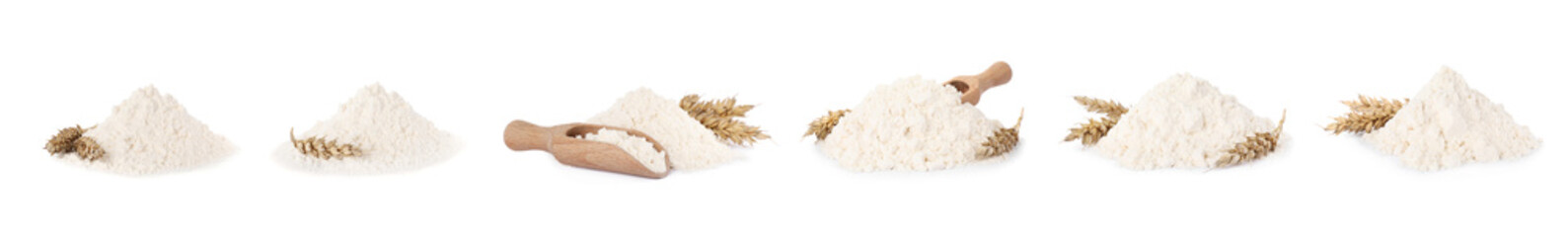 Set with wheat flour on white background. Banner design