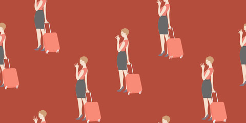 Seamless pattern with traveler women