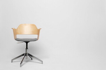 Comfortable office chair on white background, space for text