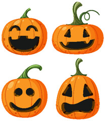 Set of halloween pumpkin on white background
