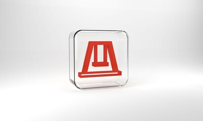 Red Swing for kids summer games on playground icon isolated on grey background. Outdoor entertainment equipment. Glass square button. 3d illustration 3D render