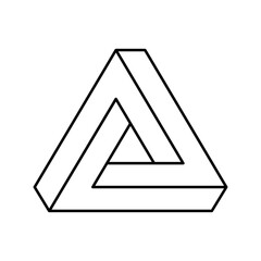 penrose impossible geometric shape line icon vector illustration