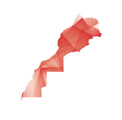 vector illustration of Morocco map with red colored geometric shapes