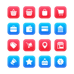 Vector set of flat web icons. Shopping and commerce, Business and finance