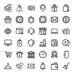 Fototapeta premium Vector set of Thin line web icon. Business and finance, outline icon collection