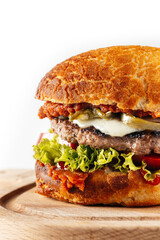 fresh tasty burger isolated on white background
