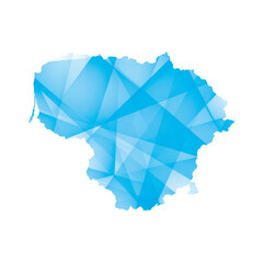 vector illustration of Lithuania map with blue colored geometric shapes