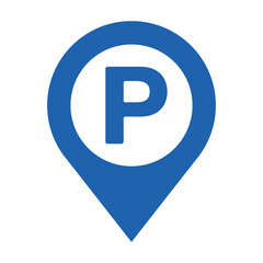 Parking pinpoint blue icon. Map parking pointer, Parking map point illustration
