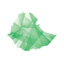 vector illustration of Ethiopia map with green colored geometric shapes