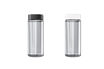 Cylindrical Glass bottle mockup isolated on white background. 3d rendering. sports equipment, sport bottle.