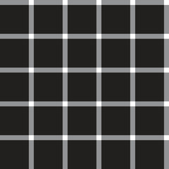 Black White Grey Scott Plaid Tartan Checkered Line Overlap Intersect Gingham Pattern Black Background Square Vector Cartoon Illustration Tablecloth Picnic mat