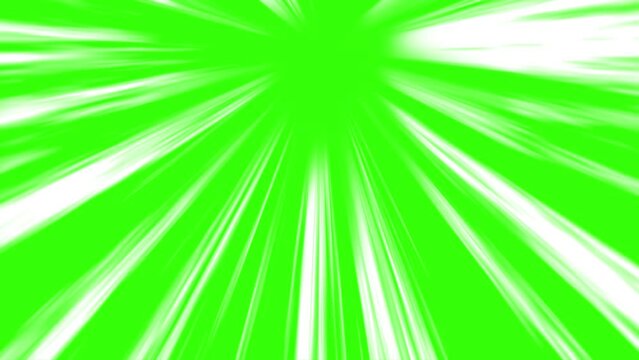 Top perspective speed line effects with comic style animation on green screen background. Motion 4k footage