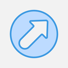 Up right arrow icon in blue style, use for website mobile app presentation