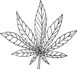 simplicity cannabis leaf freehand drawing flat design.