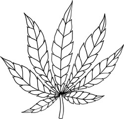 simplicity cannabis leaf freehand drawing flat design.