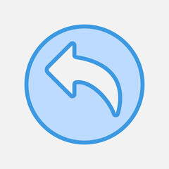 Undo arrow icon in blue style, use for website mobile app presentation