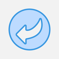 Down left arrow icon in blue style, use for website mobile app presentation