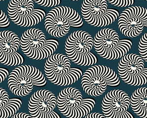 Abstract Hypnotic Sea Shells Vector Seamless Pattern Psychedelic Optical Illusion Design Perfect for Swimwear or Allover Fabric Print Wrapping Paper