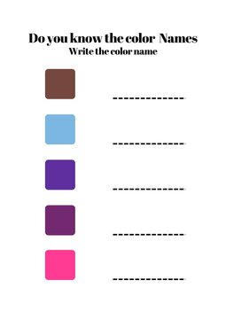High Resolution Printable Colour Names Test Worksheets for Kids, Learn Colour Names Printable Templates.