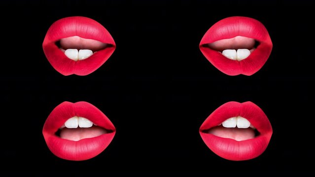 Cutout of womans full red lips