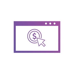 Pay per click icons. Concept for SEO, payment collection and web design. PPC icon gradient color