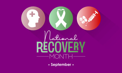 Vector illustration design concept of national recovery month observed on every september.