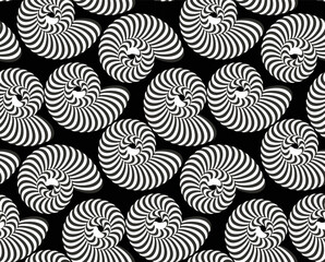 Abstract Hypnotic Sea Shells Vector Seamless Pattern Psychedelic Optical Illusion Design Perfect for Swimwear or Allover Fabric Print Wrapping Paper
