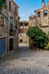 Fototapeta na wymiar Púbol, village in the municipality of La Pera, in the county of Baix Empordà, in the province of Girona, Catalonia, Spain