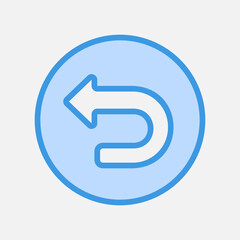 Back arrow icon in blue style, use for website mobile app presentation