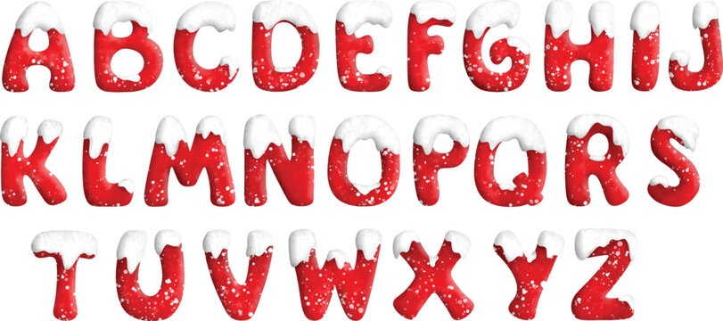 Watercolor Illustration set of Christmas Alphabet