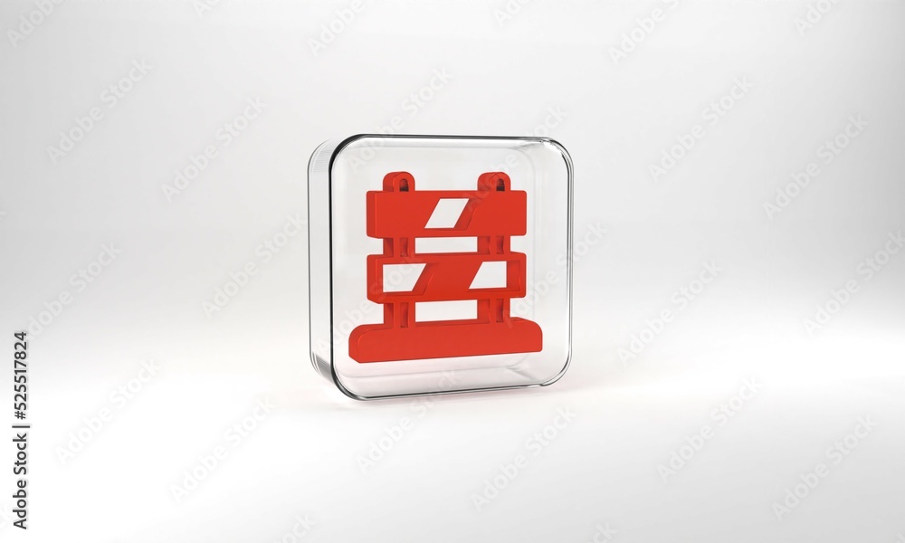 Poster red end of railway tracks icon isolated on grey background. stop sign. railroad buffer end to destin