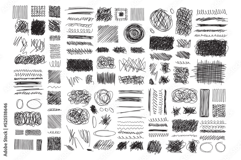 Poster set hand drawn texture scribble marker and ink patterns. hand drawing texture. vector