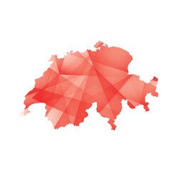 vector illustration of Switzerland map with red colored  geometric shapes