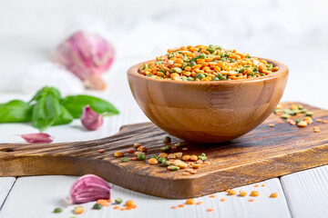 Mixture of dry legumes for soup.