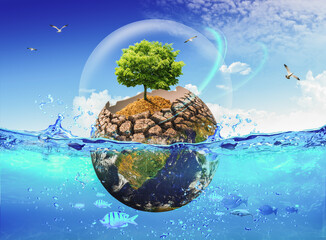 World day for water. Concept of drought prevention and saving the world. Elements of this image...
