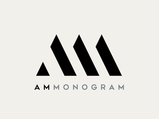 AM, MA monogram logo. Letter a, letter m signature icon. Abstract alphabet initials. Minimal lettering sign. Modern deco design, corporate style characters. Geometric typography.
