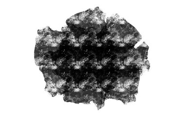 Black abstract paint brush smudge with transparent background, isolated graphic design element made with brushstroke, hand drawn art for backgrounds, textures and frames, watercolor paint  stain