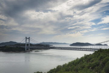 The Great Seto Bridge is the link between okayama prefecture and kagawa prefecture.