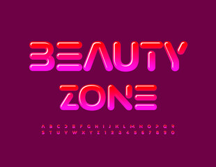 Vector glamour logo Beauty Zone with unique Font. Bright gradient Alphabet Letters and Numbers set