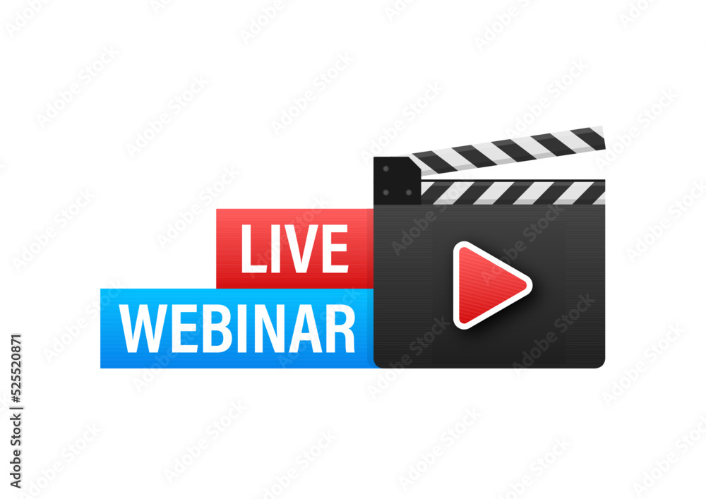 Sticker Live Webinar Button, icon. Vector stock illustration