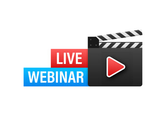Naklejka premium Live Webinar Button, icon. Vector stock illustration