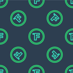 Line Fahrenheit icon isolated seamless pattern on blue background. Vector