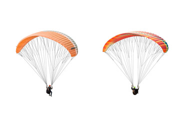collection Bright colorful parachute on white background, isolated. Concept of extreme sport,...