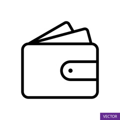 Wallet with money vector icon in line style design for website design, app, UI, isolated on white background. Editable stroke. Vector illustration.