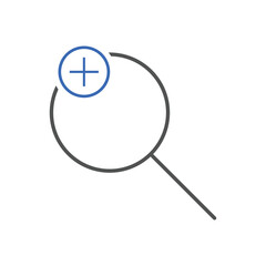 zoom in line icons. Magnifying glass zoom in plus sign. Used for SEO or websites