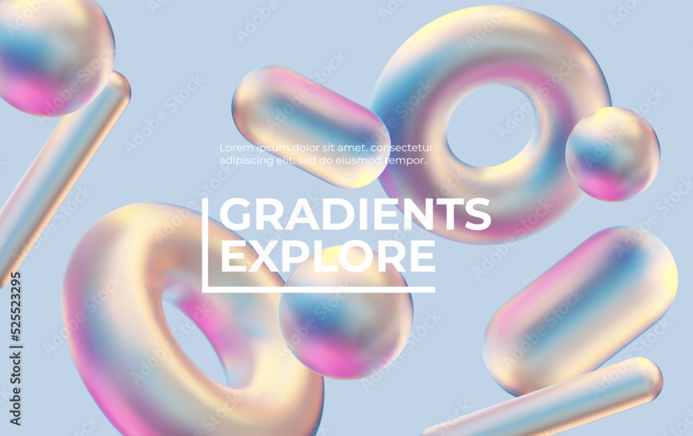 Poster 3d background with gradient geometric shapes. eps10 vector.