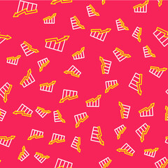 Line Financial growth increase icon isolated seamless pattern on red background. Increasing revenue. Vector
